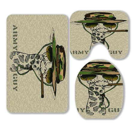 ABPHQTO Giraffe 3 Piece Bathroom Rugs Set Bath Rug Contour Mat and Toilet Lid Cover