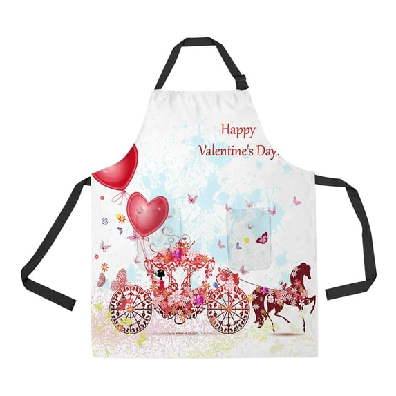 ABPHQTO Girl In A Carriage Valentines Apron Home Kitchen Apron with Pockets