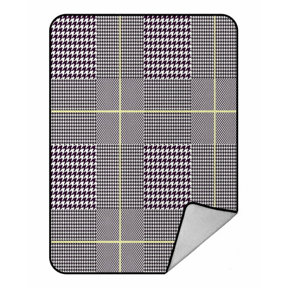 ABPHQTO Glen Plaid Pattern Fleece Blanket Fleece Back Throw Blanket 58x80 Inch