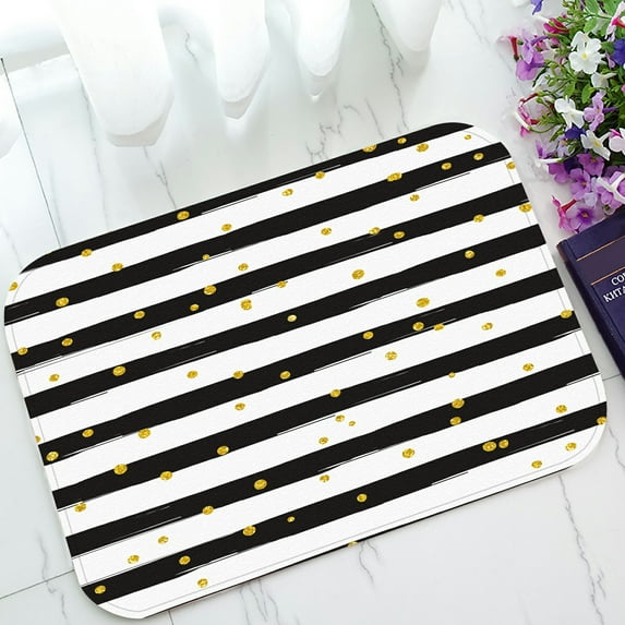 ABPHQTO Gold Glittering Confetti Stripe Doormat Entrance Rug Area Rug Floor Mat Home Decor 23.5x16.7 Inch