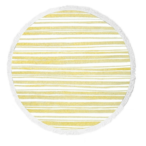 ABPHQTO Gold Stripes Striped Vertical Direction Beach Towel Beach Blanket with Tassels Beach Throw Towel Yoga Mat Picnic Blanket