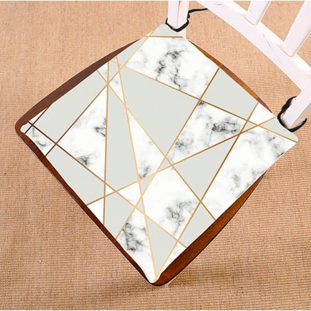 ABPHQTO Golden Geometric Lines Black White Marbling Surface Chair Pad Seat Cushion Chair Cushion Floor Cushion Two Sides Printing 16x16 Inch