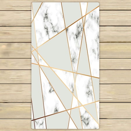 ABPHQTO Golden Geometric Lines Black White Marbling Surface Towels,Beach Bath Pool Sprot Travel Hand Spa Towel 30x56 Inch
