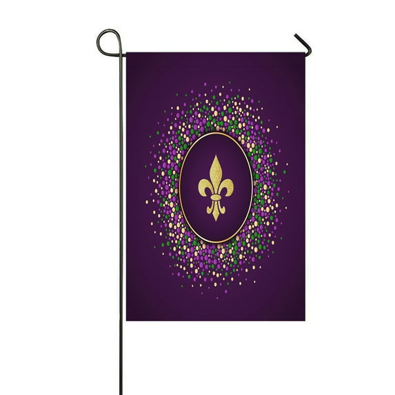 ABPHQTO Golden Glitter Fleur De Lis Home Outdoor Garden Flag House Banner Size 12x18 Inch