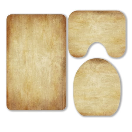 ABPHQTO Golden Space 3 Piece Bathroom Rugs Set Bath Rug Contour Mat and Toilet Lid Cover