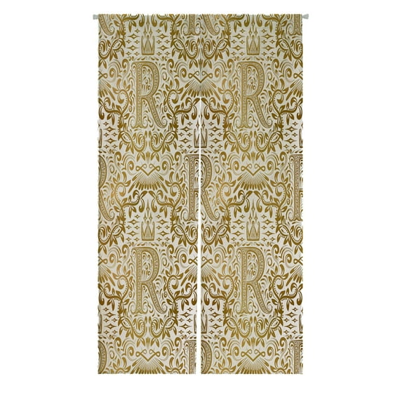 ABPHQTO Golden White Vintage Gold Royal Classic Baroque Japanese Noren Curtain Doorway Door Window Treatment Curtains Cotton Linen Curtain 105x120 cm