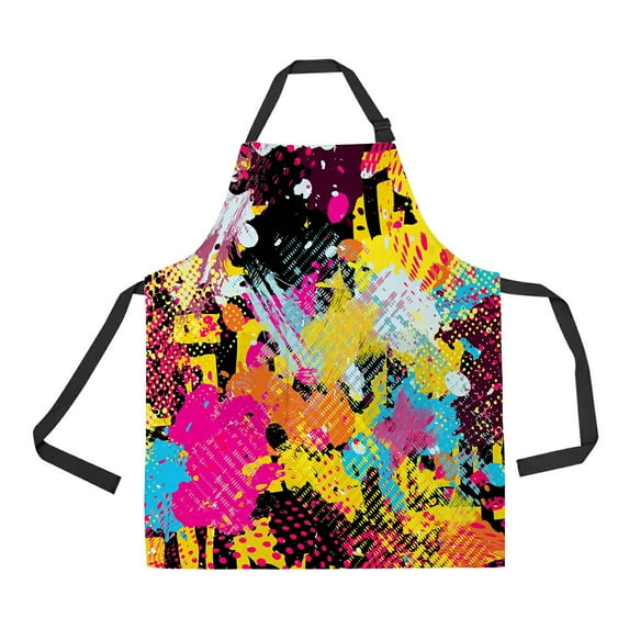 ABPHQTO Graffiti Bright Psychedelic Apron Home Kitchen Apron with Pockets