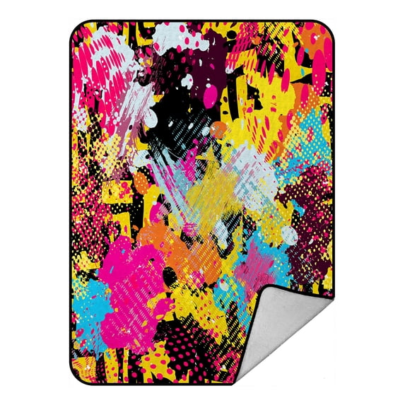 ABPHQTO Graffiti Bright Psychedelic Fleece Blanket Fleece Back Throw Blanket 58x80inch