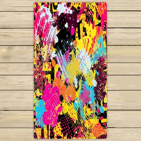 ABPHQTO Graffiti Bright Psychedelic Towels,Beach Bath Pool Sprot Travel Hand Spa Towel 30x56 Inch