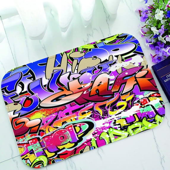 ABPHQTO Graffiti Wall Abstract Doormat Entrance Rug Area Rug Floor Mat Home Decor 23.5x16.7 Inch