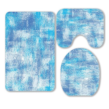 ABPHQTO Granulation And Random Hatching 3 Piece Bathroom Rugs Set Bath Rug Contour Mat and Toilet Lid Cover