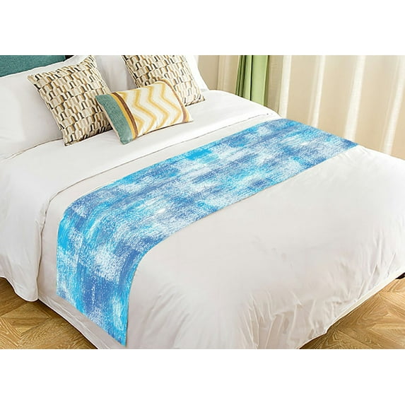 ABPHQTO Granulation And Random Hatching Bed Runner Bedding Scarf Bed Decoration 20x95 inch