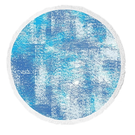 ABPHQTO Granulation And Random Hatching Round Beach Blanket with Tassels Beach Throw Towel Yoga Mat Picnic Blanket