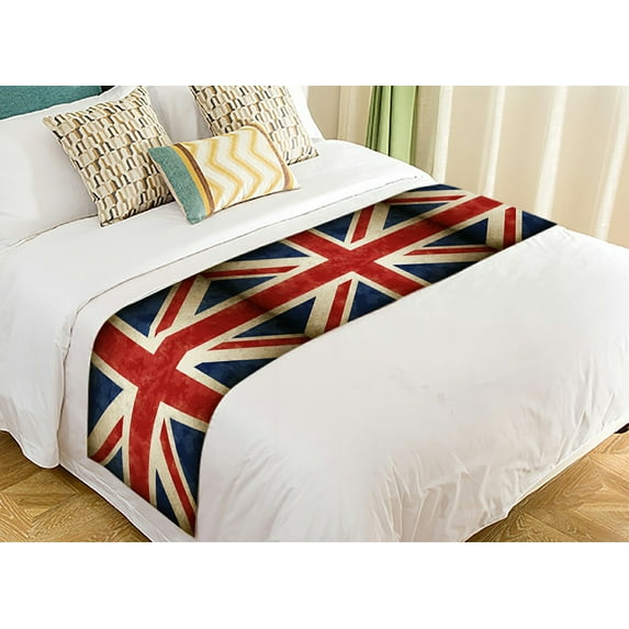 ABPHQTO Great Britain Flag Old Vintage British Bed Runner Bedding Scarf Bed Decoration 20x95 inch