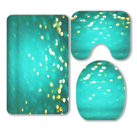 ABPHQTO Green Art Abstract Design Beautiful 3 Piece Bathroom Rugs Set Bath Rug Contour Mat and Toilet Lid Cover