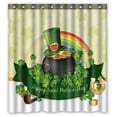 thumbnail image 1 of ABPHQTO Green Clover Card Clover Cauldron Gold Waterproof Polyester Shower Curtain and Hooks For Home Decor 66x72 Inch, 1 of 1