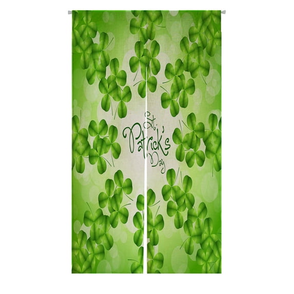 ABPHQTO Green Clover Card With Green Japanese Noren Curtain Doorway Door Window Treatment Curtains Cotton Linen Curtain 85x150 cm
