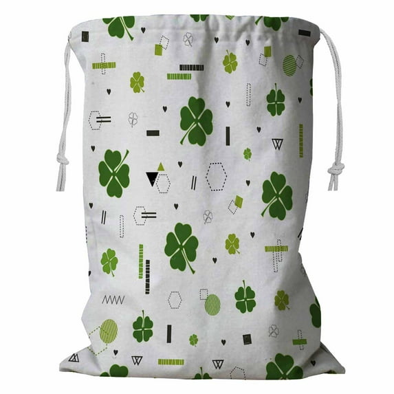 ABPHQTO Green Clover Storage Basket Laundry Bag with Drawstring 24x32 Inch
