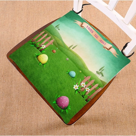ABPHQTO Green Rustic Landscape Easter Eggs Chair Pad Seat Cushion Chair Cushion Floor Cushion Two Sides Printing 20x20 Inch