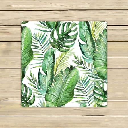 ABPHQTO Green Tropical Palm Leaves On White Towels,Beach Bath Pool Sprot Travel Hand Spa Towel 13x13 Inch