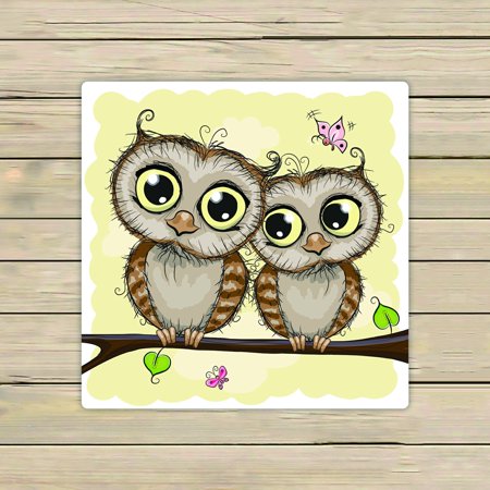 ABPHQTO Greeting Card With Two Cute Cartoon Owls Towels Beach Bath Pool Sprot Travel Hand Spa Towel 13x13 Inch