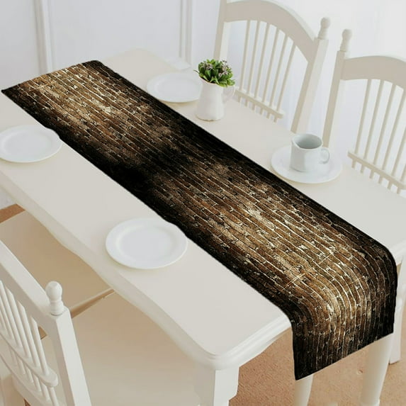 ABPHQTO Grunge Brick Wall Table Runner Placemat Tablecloth For Home Decor 16x72 Inch