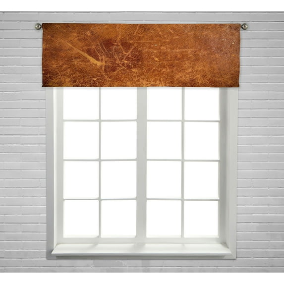 ABPHQTO Grunge Old Leather Texture Dark Edges Window Curtain Valance Rod Pocke 54x18 Inch
