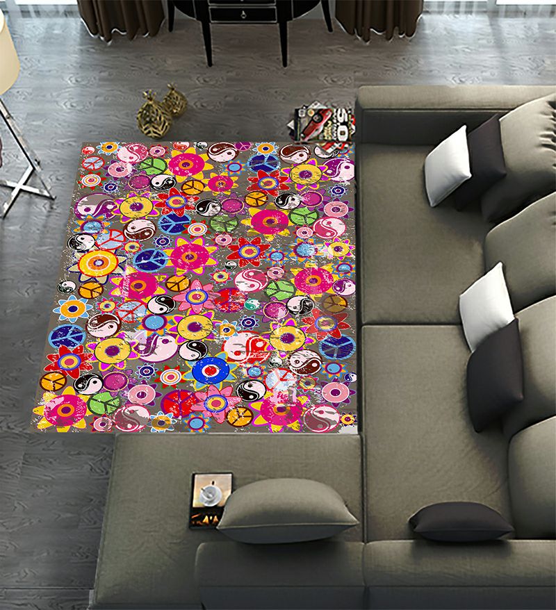 ABPHQTO Grunge S Bright Colorful S Icons Area Rugs 6 x 8ft Floor Carpet ...