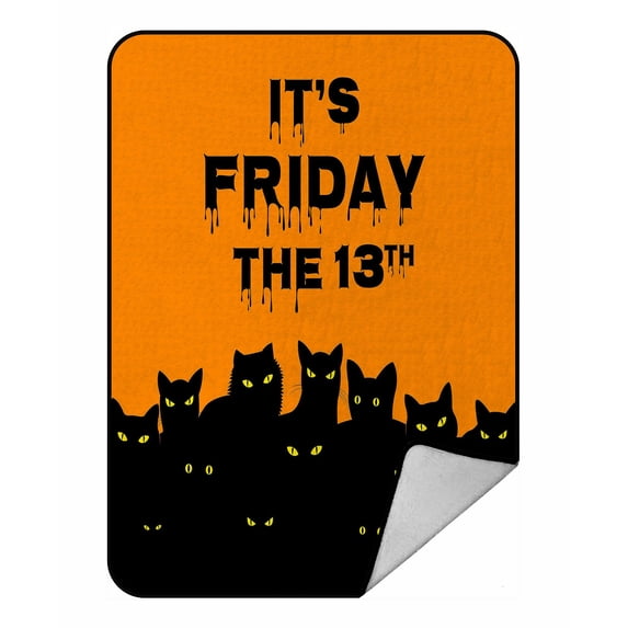 ABPHQTO Halloween Black Cats Friday 13 Fleece Blanket Fleece Back Throw Blanket 58x80 Inch