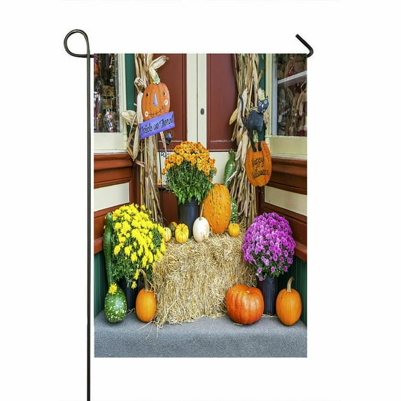 ABPHQTO Halloween Pumkin Flowers Home Outdoor Garden Flag House Banner Size 28x40 Inch