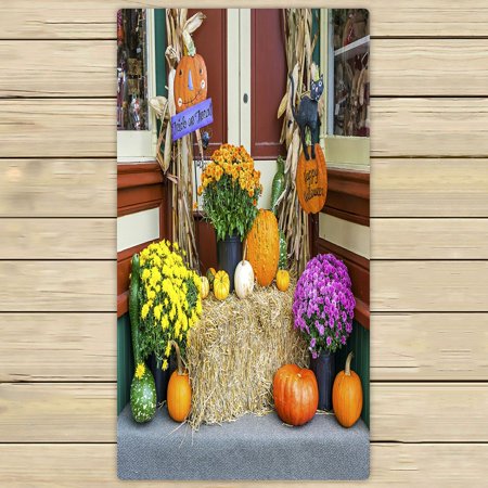 ABPHQTO Halloween Pumkin Flowers Towels,Beach Bath Pool Sprot Travel Hand Spa Towel 30x56 Inch