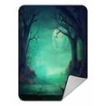 thumbnail image 1 of ABPHQTO Halloween Spooky Forest Trees Pumpkins Wooden Table Fleece Blanket Fleece Back Throw Blanket 58x80 Inch, 1 of 1