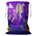 thumbnail image 1 of ABPHQTO Halloween Town Cartoon Artwork Scene Storage Basket Laundry Bag with Drawstring 18x24 Inch, 1 of 3