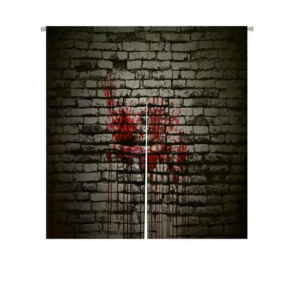 ABPHQTO Hand Brick Wall Dark Halloween Festival Japanese Noren Curtain Doorway Door Window Treatment Curtains Cotton Linen Curtain 85x90 cm