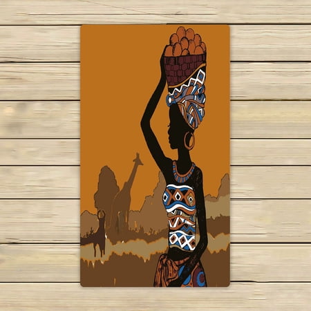 ABPHQTO Hand Drawn Beautiful Black African Woman Towels,Beach Bath Pool Sprot Travel Hand Spa Towel 16x28 Inch