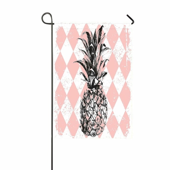 ABPHQTO Hand Drawn Pineapple Rhombus Home Outdoor Garden Flag House Banner Size 12x18 Inch