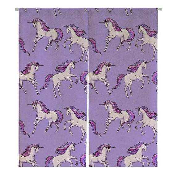 ABPHQTO Hand Drawn Unicorn Japanese Noren Curtain Doorway Door Window Treatment Curtains Cotton Linen Curtain 105x120 cm