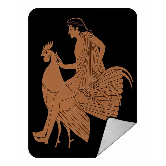 ABPHQTO Handsome Man Astride Rooster Ancient Greek Folk Fleece Blanket Fleece Back Throw Blanket 58x80 Inch