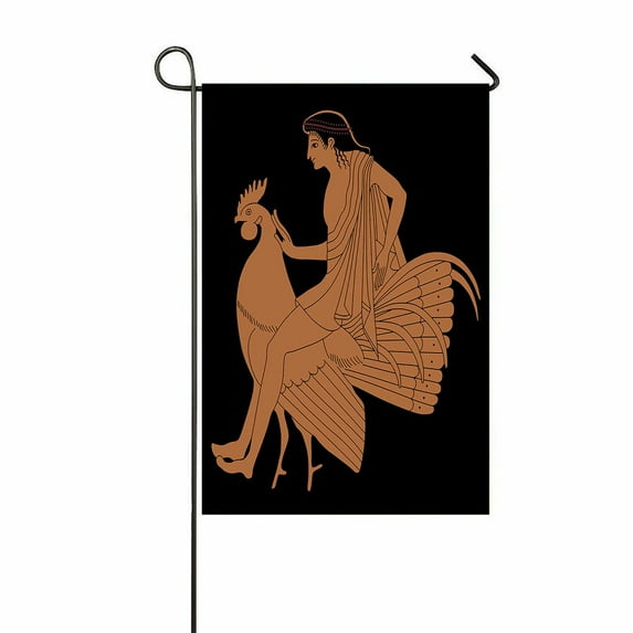 ABPHQTO Handsome Man Astride Rooster Ancient Greek Folk Home Outdoor Garden Flag House Banner Size 12x18 Inch
