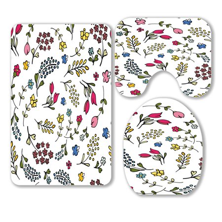 ABPHQTO Happy Easter Badge Icon 3 Piece Bathroom Rugs Set Bath Rug Contour Mat and Toilet Lid Cover