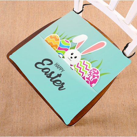 ABPHQTO Happy Easter Greeting Card Chair Pad Seat Cushion Chair Cushion Floor Cushion Two Sides Printing 20x20 Inch