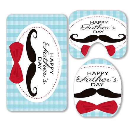 ABPHQTO Happy Fathers Day Card 3 Piece Bathroom Rugs Set Bath Rug Contour Mat and Toilet Lid Cover