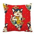 thumbnail image 1 of ABPHQTO Happy Japanese Cat Maneki Neko Flowered Mascot Tattoos Pillow Case Pillow Cover Pillow Protector Two Sides For Couch Bed 16x16 Inch, 1 of 1