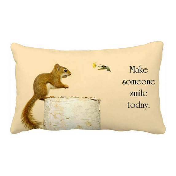 ABPHQTO Happy Squirrel Receiving Flower Hummingbird Friend Pillow Case Pillow Cover Pillow Protector Two Sides For Couch Bed 20x30 Inch