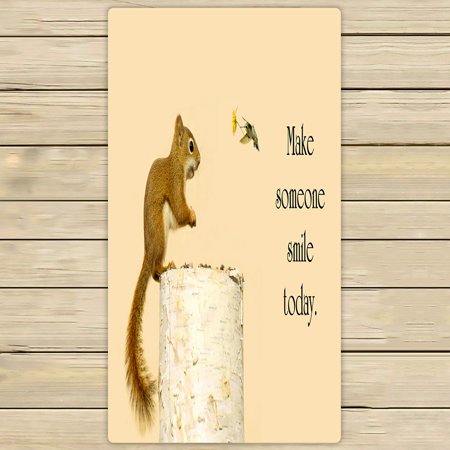 ABPHQTO Happy Squirrel Receiving Flower Hummingbird Friend Towels Beach Bath Pool Sprot Travel Hand Spa Towel 30x56 Inch