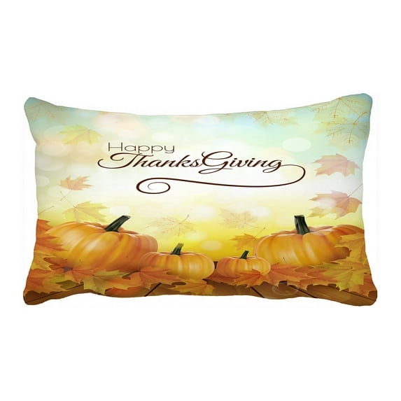ABPHQTO Happy Thanksgiving Banner Autumn Vegetables Pillow Case Pillow Cover Pillow Protector Two Sides For Couch Bed 20x30 Inch