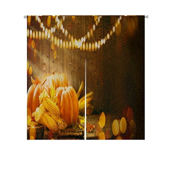 ABPHQTO Happy Thanksgiving Day Pumpkins Corncob Candles Autumn Leaves Garland Japanese Noren Curtain Doorway Door Window Treatment Curtains Cotton Linen Curtain 85x90 cm
