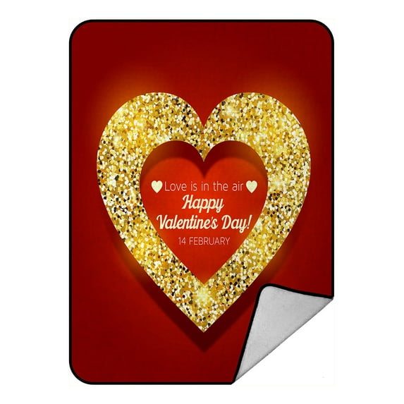 ABPHQTO Happy Valentine'S Day Card With Heart Fleece Blanket Fleece Back Throw Blanket 58x80 Inch