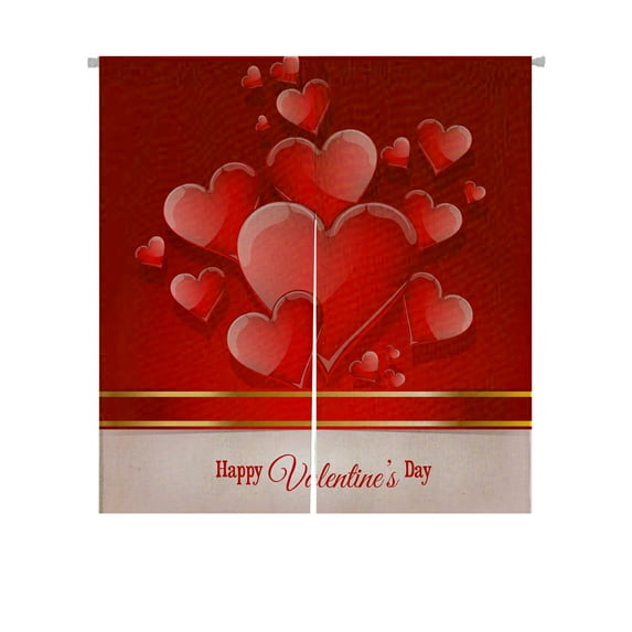 ABPHQTO Happy Valentine'S Day Card With Heart Japanese Noren Curtain Doorway Door Window Treatment Curtains Cotton Linen Curtain 85x90 cm