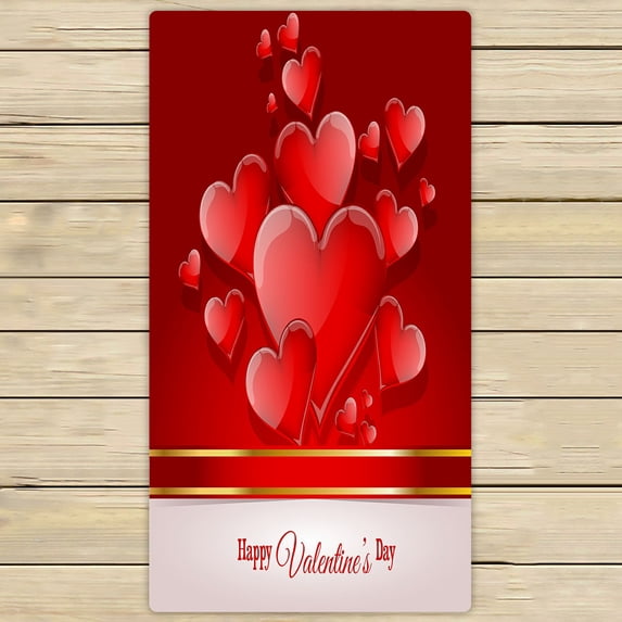 ABPHQTO Happy Valentine'S Day Card With Heart Towels,Beach Bath Pool Sprot Travel Hand Spa Towel 30x56 Inch